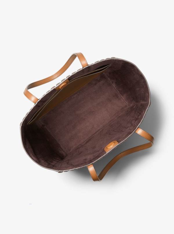 Damske Prenosná Taška Michael Kors Sinclair Large Pleated Logo Čokoláda Žlté - Kabelky Michael Kors Levně | AIQUL-1723